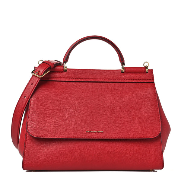 DOLCE & GABBANA Red Leather Satchel Shoulder Bag