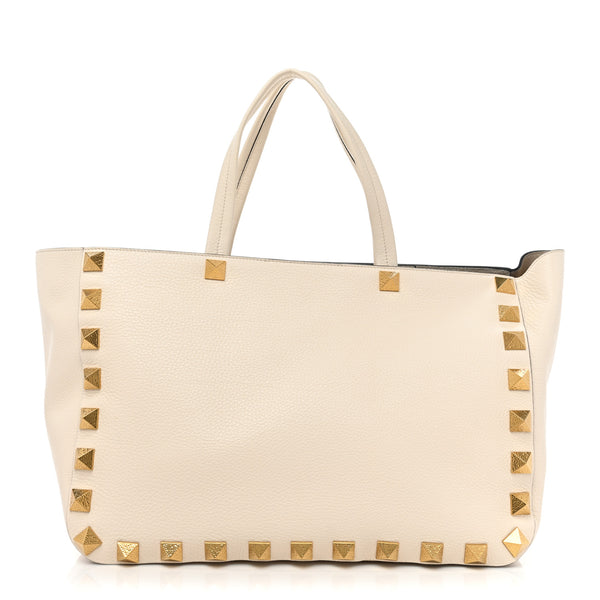 VALENTINO White Leather Tote Bag
