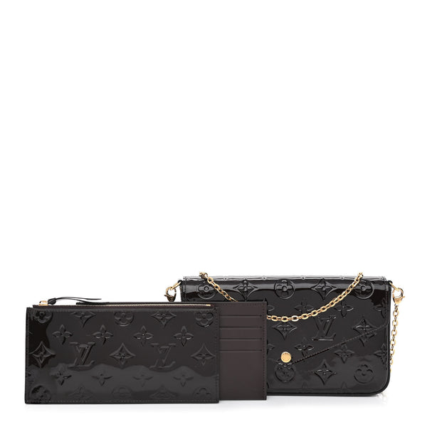LOUIS VUITTON Dark Red Embossed Patent Leather Crossbody Wallet Bag