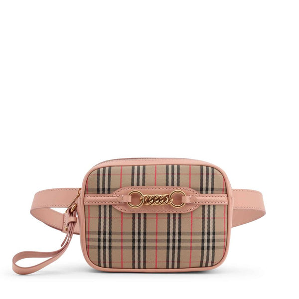 BURBERRY Pink Leather & Check Pattern Belt Bag