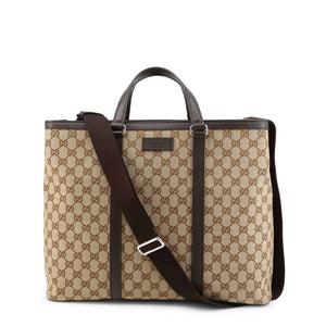 GUCCI Supreme Monogram Canvas & Black Leather Tote Bag