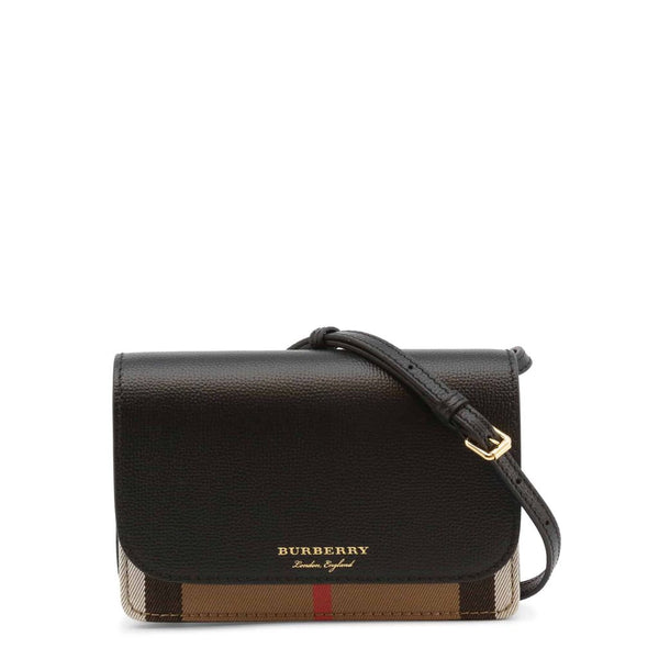 BURBERRY Black Leather & Nova Check Crossbody Bag