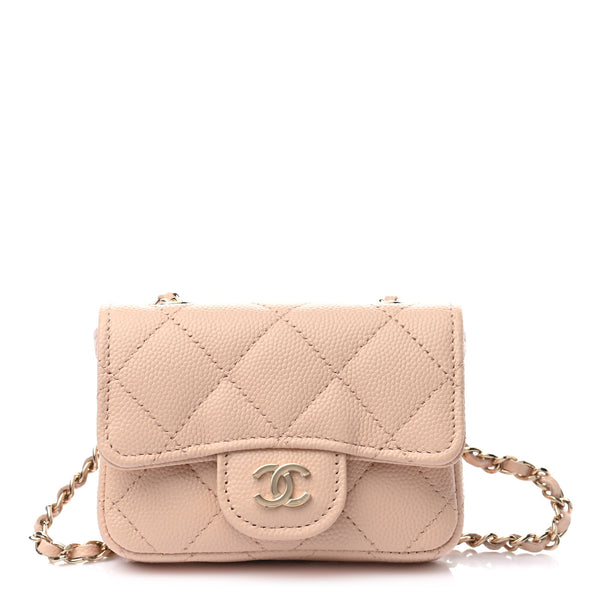 CHANEL Beige Caviar Leather Small Belt Bag