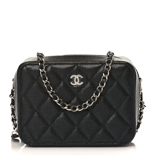 CHANEL Black Quilted Leather Crossbody Bag