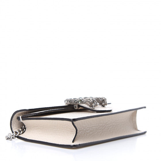 GUCCI White Leather Super Mini Dionysus Shoulder Bag
