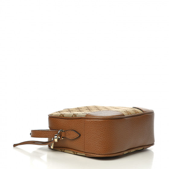 GUCCI Monogram & Brown Leather Bree Crossbody Bag