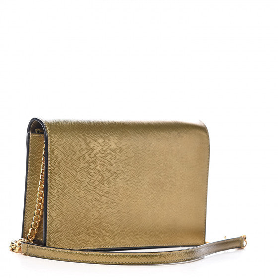 YVES SAINT LAURENT Gold Leather Kate Tassel Wallet Crossbody Bag
