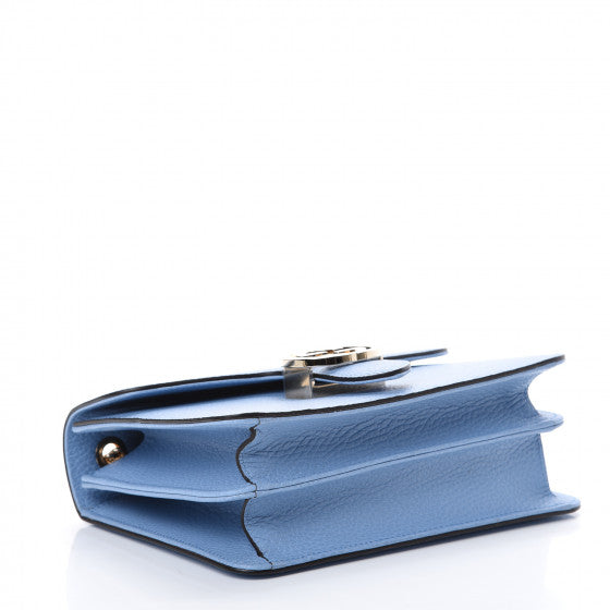 GUCCI Light Blue Leather Interlocking G Shoulder Bag