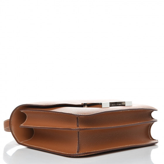 HERMES Brown Leather Constance 24 Shoulder Bag
