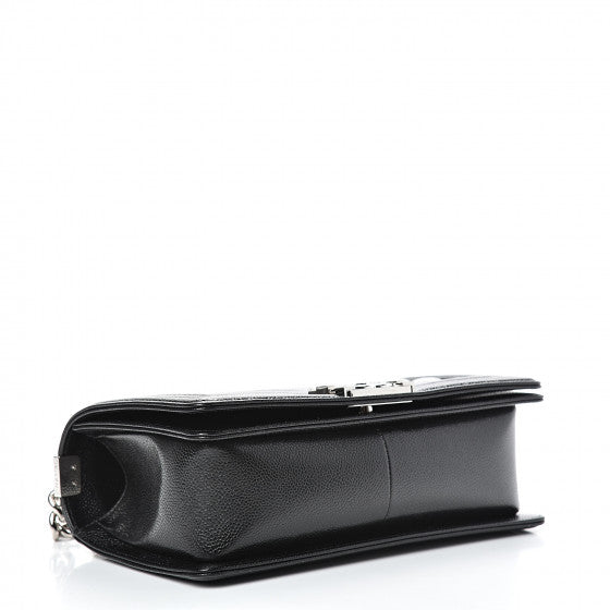 CHANEL Black Chevron Leather Boy Flap Shoulder Bag