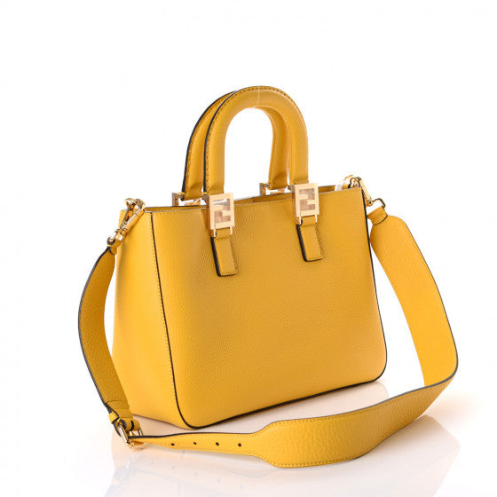 FENDI Yellow Leather FF Tote Bag