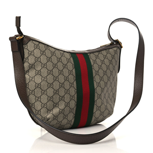 GUCCI Supreme Monogram Canvas & Brown Leather Hobo Bag