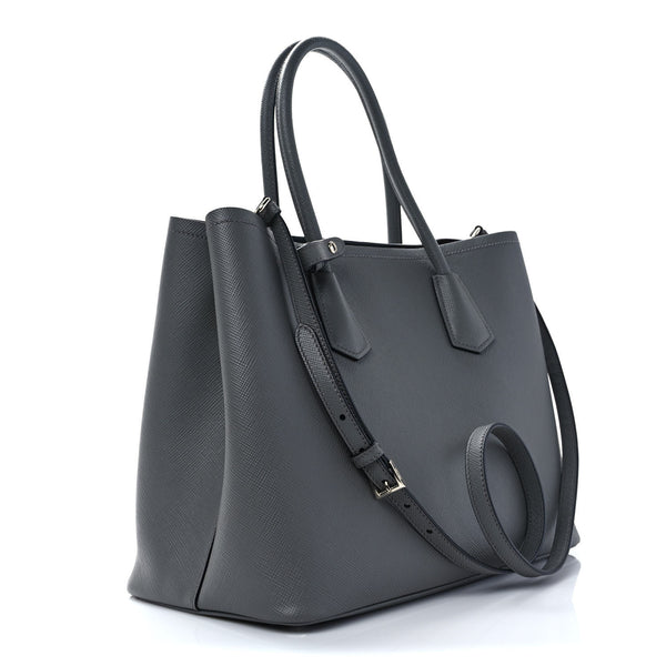 PRADA Gray Leather Tote Bag