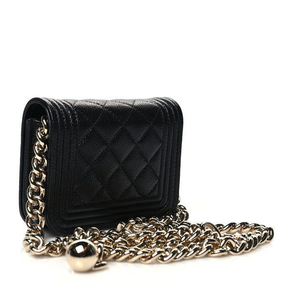 CHANEL Black Caviar Leather Small Belt Bag