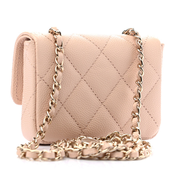 CHANEL Beige Caviar Leather Small Belt Bag