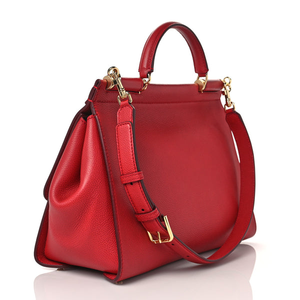 DOLCE & GABBANA Red Leather Satchel Shoulder Bag