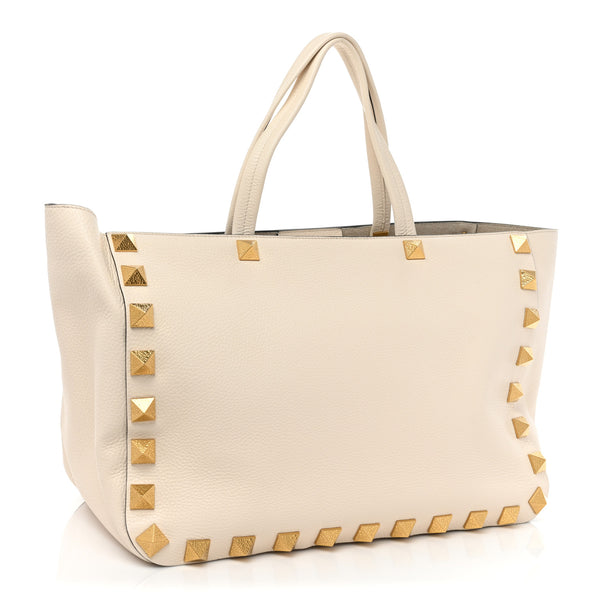 VALENTINO White Leather Tote Bag