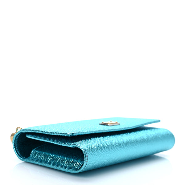 DOLCE & GABBANA Metallic Blue Leather Crossbody Bag
