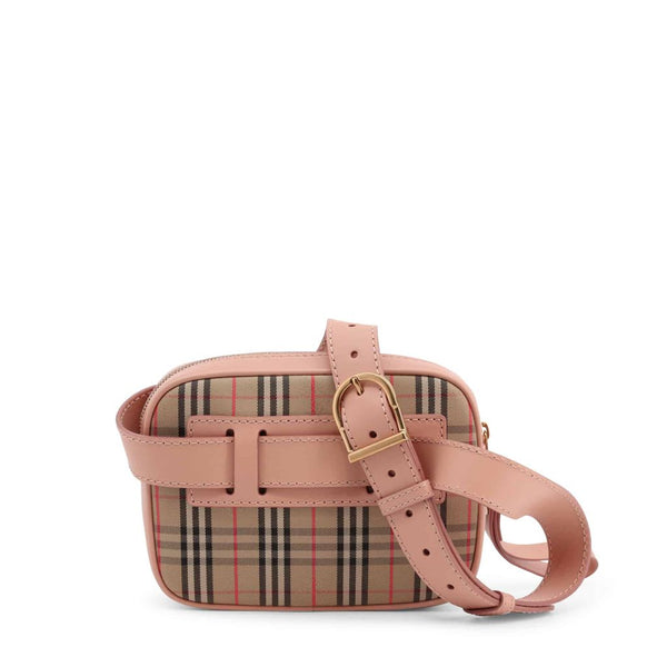 BURBERRY Pink Leather & Check Pattern Belt Bag