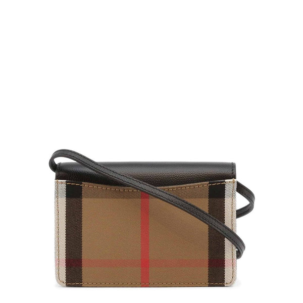 BURBERRY Black Leather & Nova Check Crossbody Bag