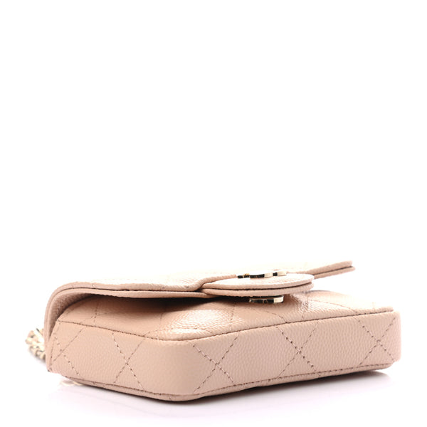 CHANEL Beige Caviar Leather Small Belt Bag