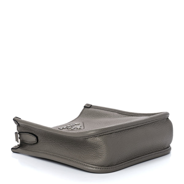 PRADA Gray Leather Shoulder Bag