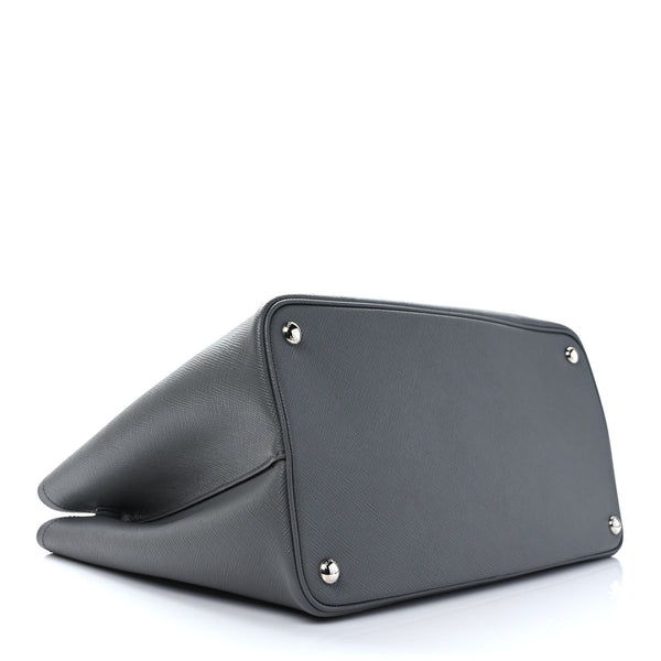PRADA Gray Leather Tote Bag
