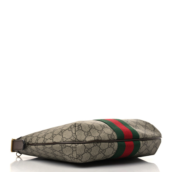 GUCCI Supreme Monogram Canvas & Brown Leather Hobo Bag