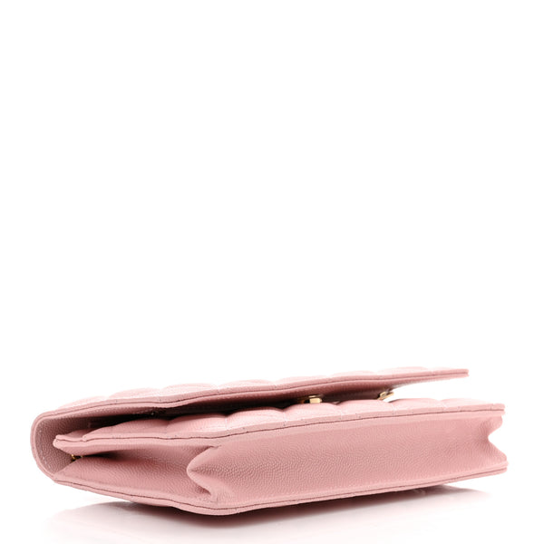 CHANEL Pink Leather Crossbody Wallet Bag